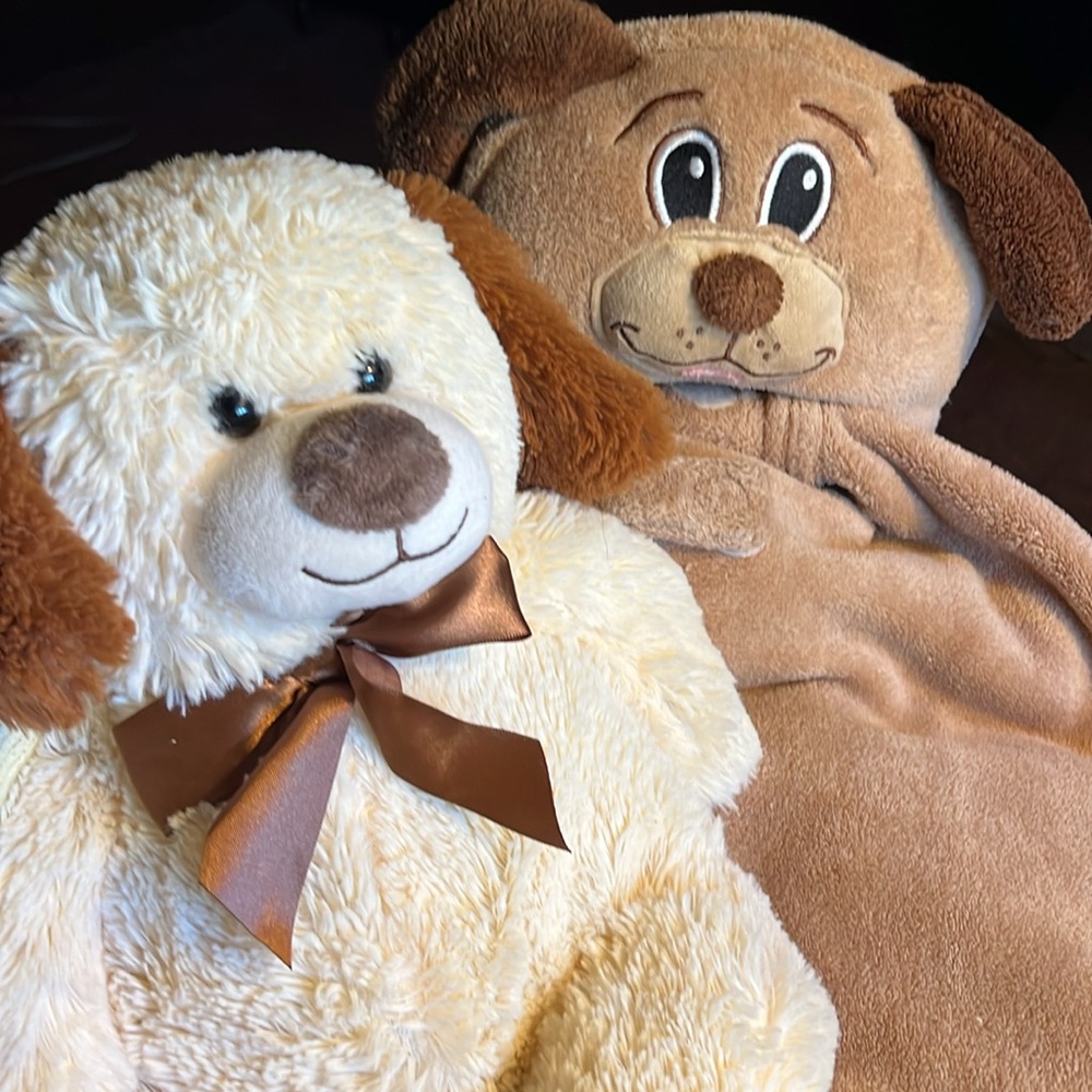 Cute Plush Dog and hooded throw